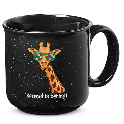 Hipster Giraffe Glasses Normal is Boring Autism Awareness 15oz Campfire Ceramic Mug