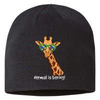 Hipster Giraffe Glasses Normal is Boring Autism Awareness Sustainable Beanie