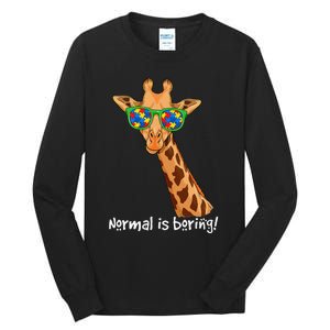 Hipster Giraffe Glasses Normal is Boring Autism Awareness Tall Long Sleeve T-Shirt