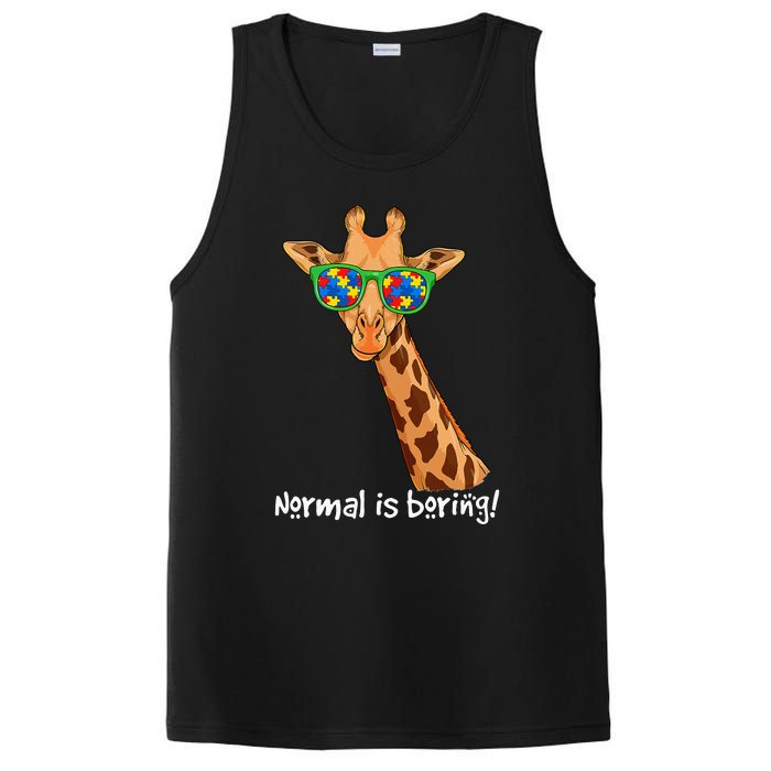 Hipster Giraffe Glasses Normal is Boring Autism Awareness PosiCharge Competitor Tank