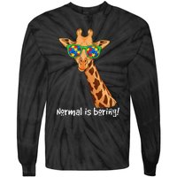 Hipster Giraffe Glasses Normal is Boring Autism Awareness Tie-Dye Long Sleeve Shirt