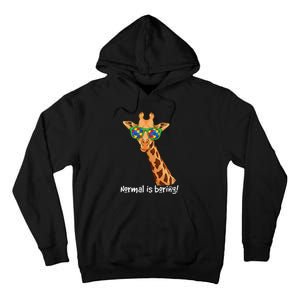 Hipster Giraffe Glasses Normal is Boring Autism Awareness Tall Hoodie