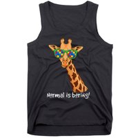 Hipster Giraffe Glasses Normal is Boring Autism Awareness Tank Top