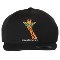 Hipster Giraffe Glasses Normal is Boring Autism Awareness Wool Snapback Cap