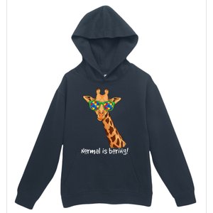 Hipster Giraffe Glasses Normal is Boring Autism Awareness Urban Pullover Hoodie