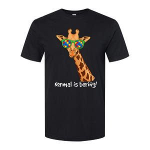 Hipster Giraffe Glasses Normal is Boring Autism Awareness Softstyle CVC T-Shirt