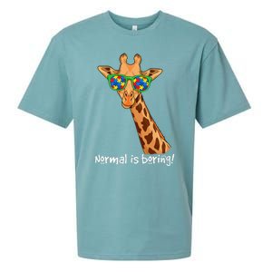 Hipster Giraffe Glasses Normal is Boring Autism Awareness Sueded Cloud Jersey T-Shirt