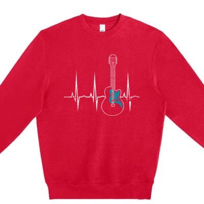 Heartbeat Guitarist Guitar Great Gift Premium Crewneck Sweatshirt