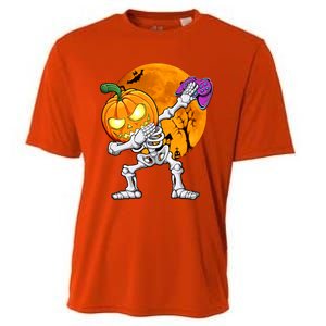 Halloween Gamer Gaming Dabbing Skeleton Gift Cooling Performance Crew T-Shirt