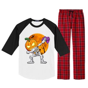 Halloween Gamer Gaming Dabbing Skeleton Gift Raglan Sleeve Pajama Set