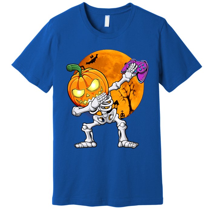 Halloween Gamer Gaming Dabbing Skeleton Gift Premium T-Shirt