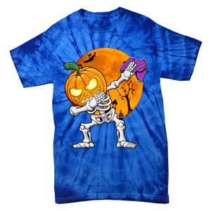 Halloween Gamer Gaming Dabbing Skeleton Gift Tie-Dye T-Shirt