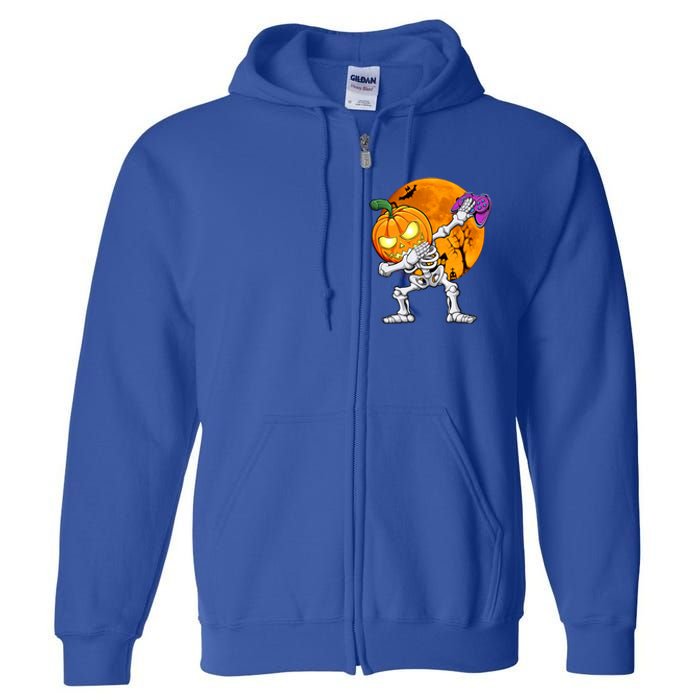 Halloween Gamer Gaming Dabbing Skeleton Gift Full Zip Hoodie