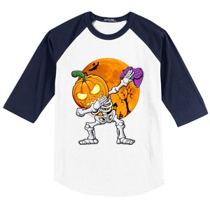 Halloween Gamer Gaming Dabbing Skeleton Gift Baseball Sleeve Shirt