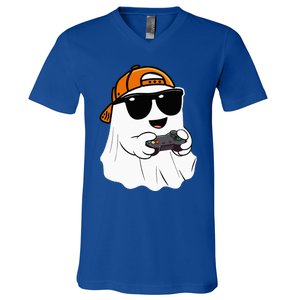 Halloween Ghost Gamer Scary Costume Gaming V-Neck T-Shirt