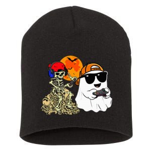 Halloween Ghost Gaming Scary Skeleton Gamer Short Acrylic Beanie