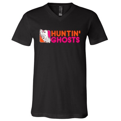 Hunting Ghosts Ghost Hunter Paranormal Activity Halloween V-Neck T-Shirt