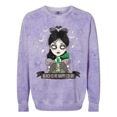 Halloween Gothic Grunge Alt Emo Girl Black Is My Happy Color Colorblast Crewneck Sweatshirt