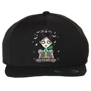 Halloween Gothic Grunge Alt Emo Girl Black Is My Happy Color Wool Snapback Cap