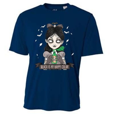 Halloween Gothic Grunge Alt Emo Girl Black Is My Happy Color Cooling Performance Crew T-Shirt