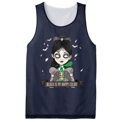 Halloween Gothic Grunge Alt Emo Girl Black Is My Happy Color Mesh Reversible Basketball Jersey Tank