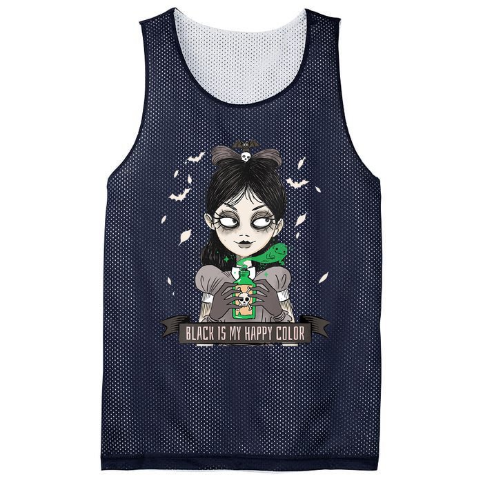 Halloween Gothic Grunge Alt Emo Girl Black Is My Happy Color Mesh Reversible Basketball Jersey Tank