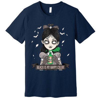 Halloween Gothic Grunge Alt Emo Girl Black Is My Happy Color Premium T-Shirt