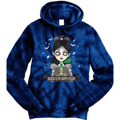 Halloween Gothic Grunge Alt Emo Girl Black Is My Happy Color Tie Dye Hoodie