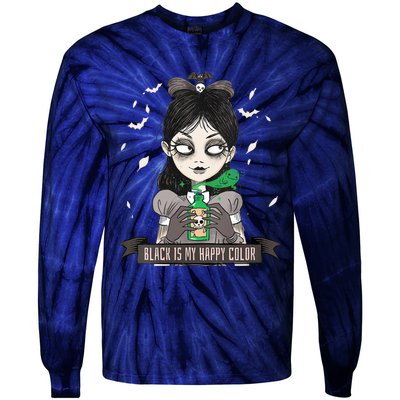 Halloween Gothic Grunge Alt Emo Girl Black Is My Happy Color Tie-Dye Long Sleeve Shirt