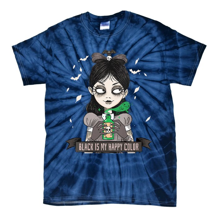 Halloween Gothic Grunge Alt Emo Girl Black Is My Happy Color Tie-Dye T-Shirt