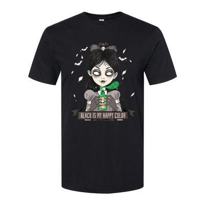 Halloween Gothic Grunge Alt Emo Girl Black Is My Happy Color Softstyle CVC T-Shirt