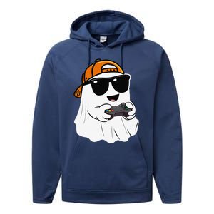 Halloween Ghost Gamer Scary Costume Gaming Gift Performance Fleece Hoodie