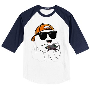 Halloween Ghost Gamer Scary Costume Gaming Gift Baseball Sleeve Shirt