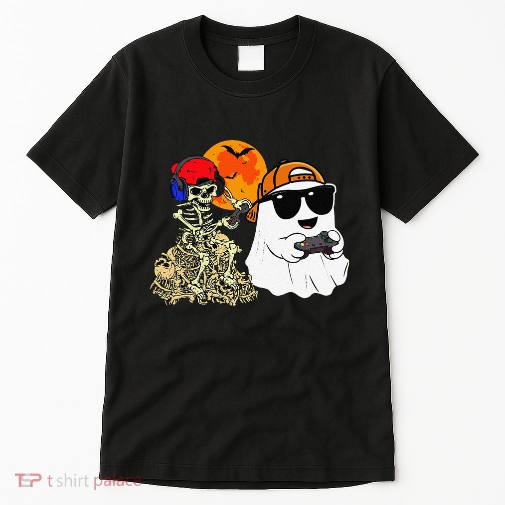 Halloween Ghost Gaming Scary Skeleton Gamer Gift Tall T-Shirt