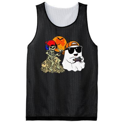 Halloween Ghost Gaming Scary Skeleton Gamer Gift Mesh Reversible Basketball Jersey Tank