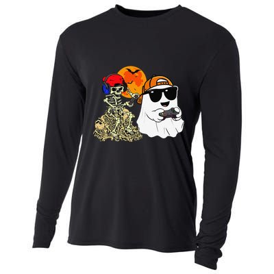 Halloween Ghost Gaming Scary Skeleton Gamer Gift Cooling Performance Long Sleeve Crew