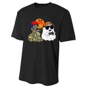 Halloween Ghost Gaming Scary Skeleton Gamer Gift Performance Sprint T-Shirt