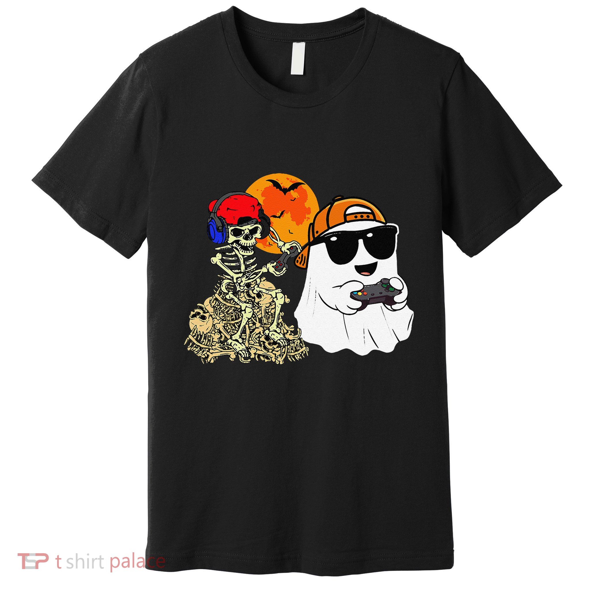 Halloween Ghost Gaming Scary Skeleton Gamer Gift Premium T-Shirt
