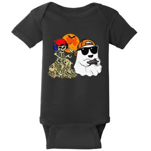 Halloween Ghost Gaming Scary Skeleton Gamer Gift Baby Bodysuit