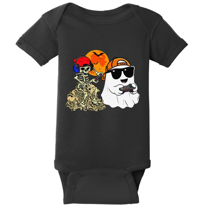 Halloween Ghost Gaming Scary Skeleton Gamer Gift Baby Bodysuit