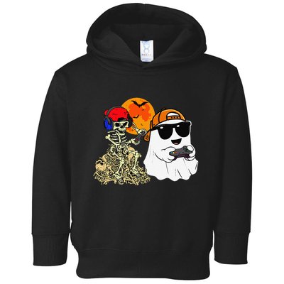 Halloween Ghost Gaming Scary Skeleton Gamer Gift Toddler Hoodie