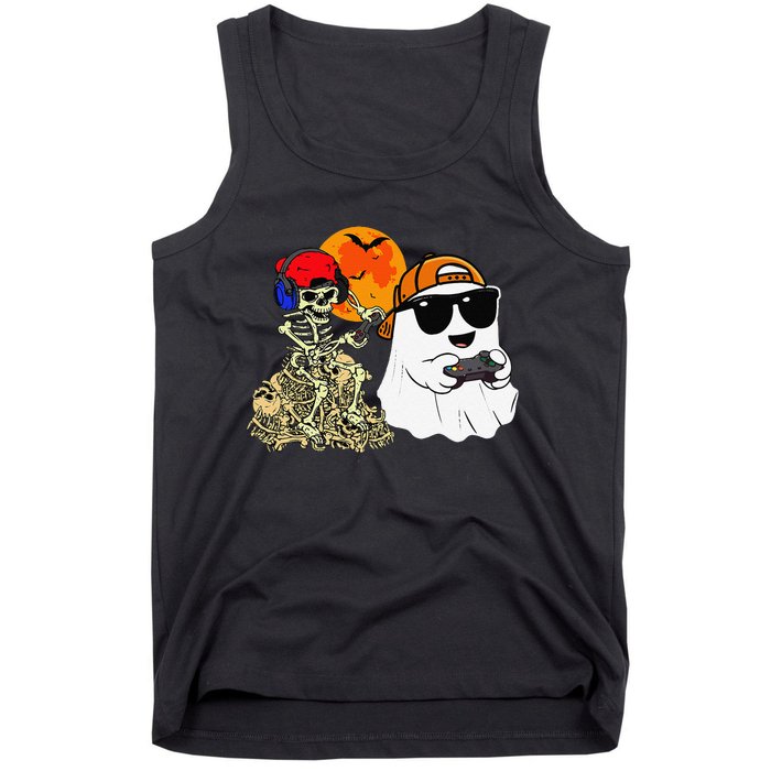 Halloween Ghost Gaming Scary Skeleton Gamer Gift Tank Top