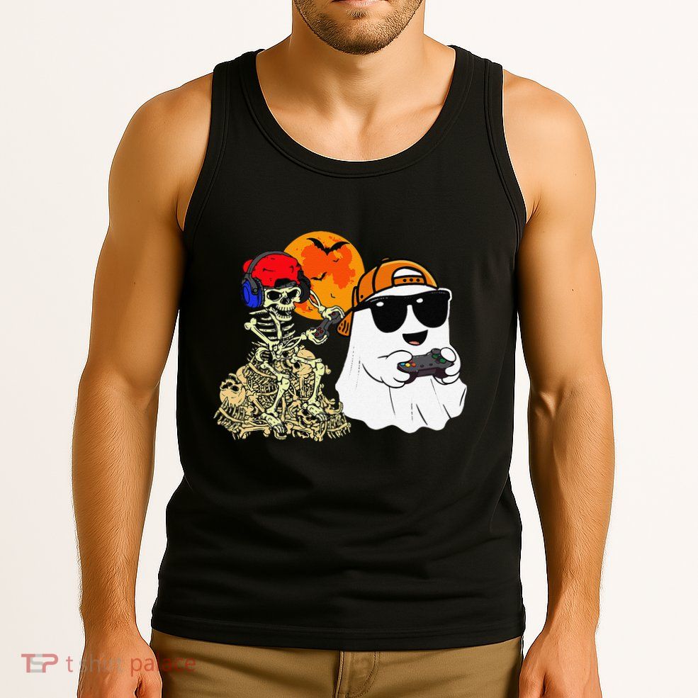 Halloween Ghost Gaming Scary Skeleton Gamer Gift Tank Top