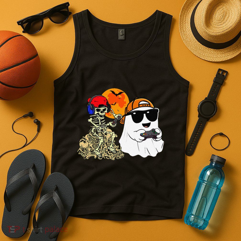 Halloween Ghost Gaming Scary Skeleton Gamer Gift Tank Top