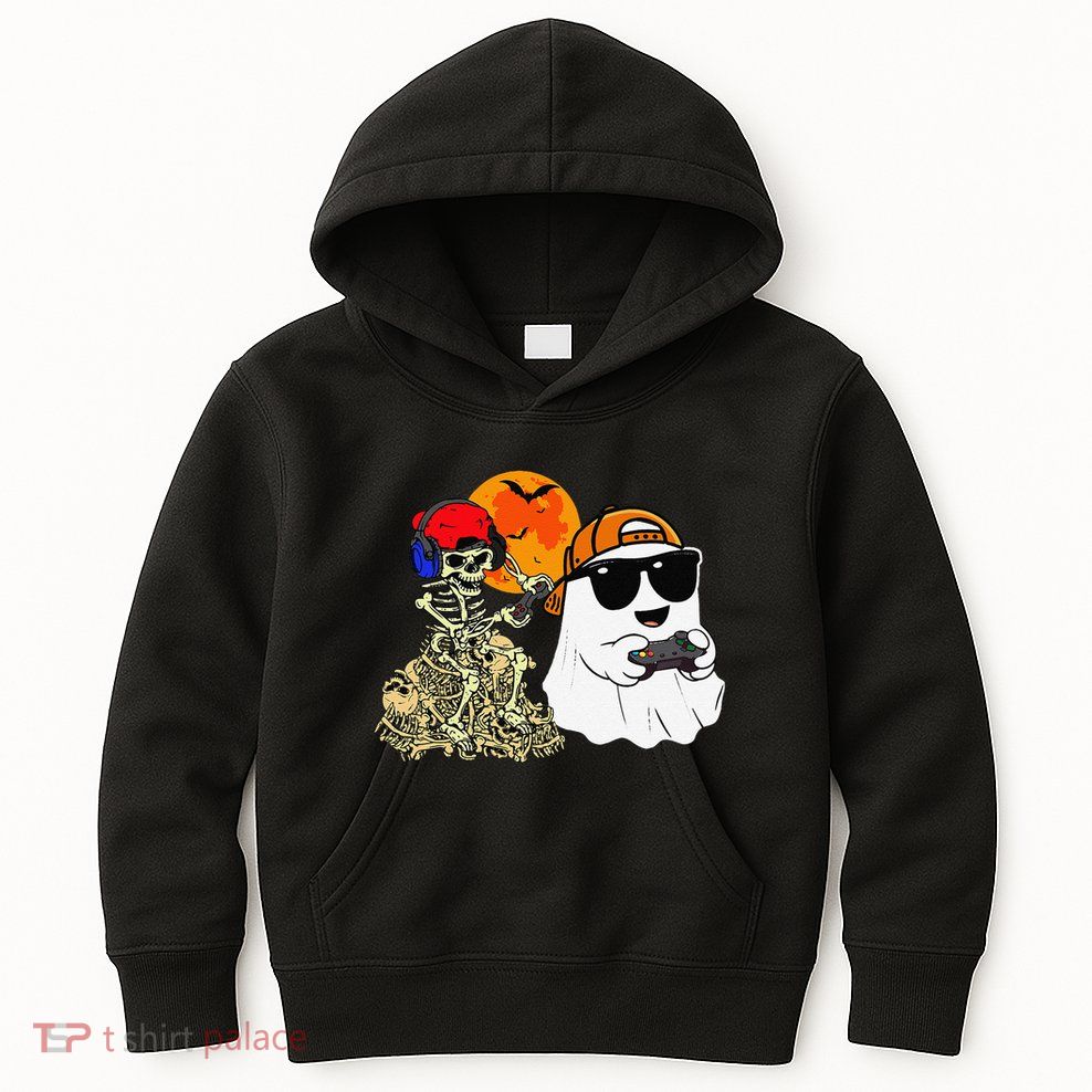 Halloween Ghost Gaming Scary Skeleton Gamer Gift Kids Hoodie