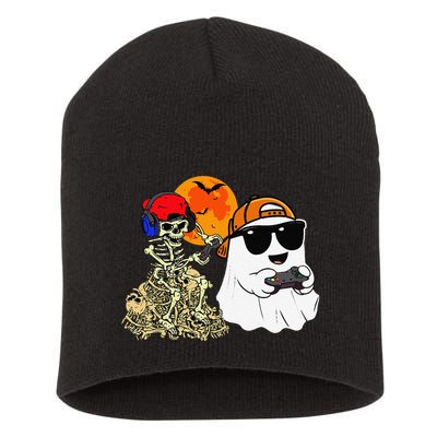 Halloween Ghost Gaming Scary Skeleton Gamer Gift Short Acrylic Beanie