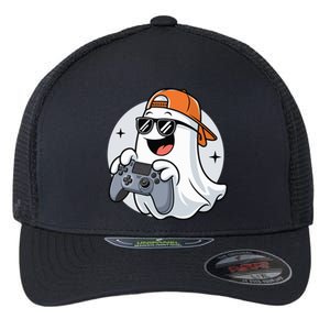 Halloween Ghost Gamer Scary Costume Gaming Cool Gift Flexfit Unipanel Trucker Cap