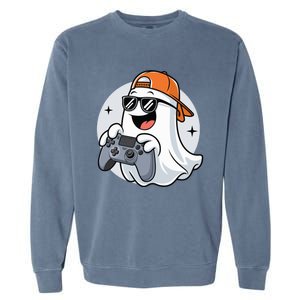 Halloween Ghost Gamer Scary Costume Gaming Cool Gift Garment-Dyed Sweatshirt