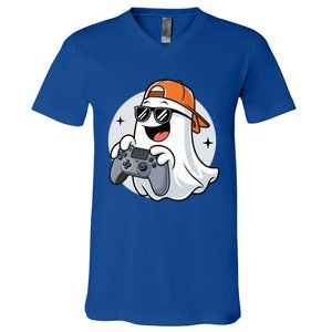 Halloween Ghost Gamer Scary Costume Gaming Cool Gift V-Neck T-Shirt