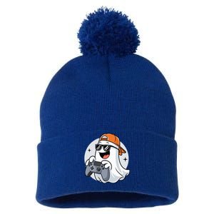 Halloween Ghost Gamer Scary Costume Gaming Cool Gift Pom Pom 12in Knit Beanie